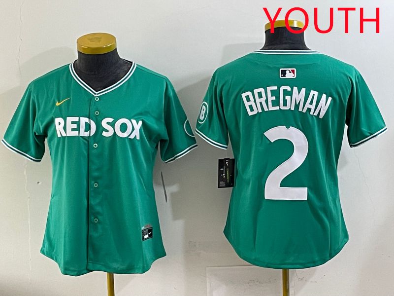 Youth 2025 Boston Red Sox 2 Bregman Dark Green Joint Name Nike MLB Jersey style 1